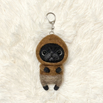 羊毛フェルト パグ キーホルダー 栗｜pug keychain