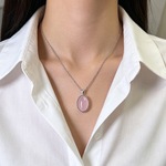 《優しき光、夢のしずく》天然*ピンクパープルカルセドニー　ロングネックレスも可能