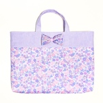 【受注製作】♡フラワー リボン パープル♡ レッスンバッグ 手提げカバン お稽古バッグ