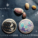 ★metoometoo様専用ページ★海のいきもの刺繍くるみボタンブローチ