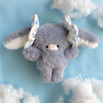 ブルーベリー色のロップちゃんと雲☁️のシュシュ🎀手のひらサイズのうさぎ🐰さん②