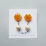 ピアス まんまる：『金木犀』コットンパール　キンモクセイ　　