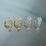 送料無料☆<Sparkle> 一粒ダイヤ・揺れる輝き◆痛くないイヤリング◆デイリー オフィス デート シンプル