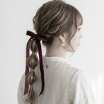 ♥️400【ダークブラウン】ベロアリボン ポニーフック 結婚式 卒業式 成人式 ベルベットリボン ヘアアクセサリー 