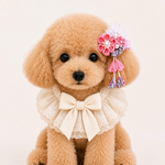 うちの子の特別な日に♡桃色つまみ細工 犬用髪飾り｜七五三・お正月・