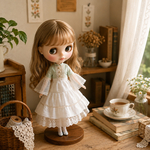 ブライス・リカちゃん対応｜ドール服 3点セット｜ワンピース・エプロン・ヘアバンド