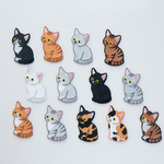 刺繍 ワッペン 【 お座り猫 】 うちの子 猫 シール アイロン 両用 ペット 茶白 黒猫 猫の日