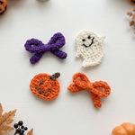 金具が選べる⭐︎ハロウィン ヘアアクセ｜手編み おばけ・かぼちゃ・リボン｜ベビー キッズ 犬 猫｜コームピン ヘアクリップ
