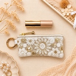 〈一点物✧透けて可愛い♡〉インド刺繍リボン ポーチ ミニポーチ 小物入れ コスメポーチ 軽量 かわいい ギフト プレゼント 送料無料