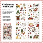 Christmas with cat｜クリスマスと猫たち 4シート入 コラージュ素材 手帳デコ フレークシール PET【mc】