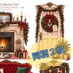 Christmas Collection Vol.1｜Antique Christmas Room  コラージュペーパー　同柄２枚