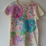 ☆女性Lサイズ ☆ フワリなお花☆手描きTシャツ☆