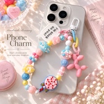 《再販》パステルカラーとバルーンドッグのスマホストラップ♡ ビーズ 大人可愛い ハンドストラップ