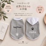 【★グレー】犬服・普通犬・ダックス・フレブル・パグcotton100%  名入れ無料　リブ色変更可