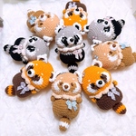 たぬきちゃん　あみぐるみ　アライグマちゃん　ハンドメイド　編みぐるみ　プレゼント　ギフト
