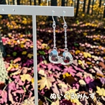 【隠れペンギン】ハート揺れるロングピアス / SV950×ガーネットCZ