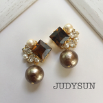 べっ甲×ビジューmix&ブロンズパール