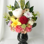 ☆プリザーブドフラワー・仏花・ミルフィーユ輪菊・オールプリザ・花器付き No.2☆お仏壇に・お供えに