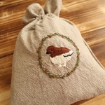 雷鳥×ハイマツ　刺繍巾着