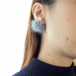ミンクファー×ビジューのピアス(イヤリング)