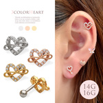 zn ［14G 16G 軟骨ピアス ］1200 ハート ×インフィニティ のきらめきが耳元を彩る大人可愛い デザイン ストレート ヘリックス ボディピアス  