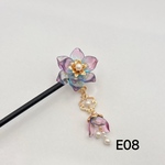 E08 かんざし　牡丹簪　一輪花簪　木簪　花簪　花のかんざし　ボタンかんざし