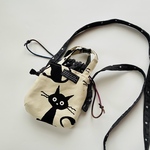 (大人気)巾着猫スマホショルダー 小さいさくみえてしっかり収納 スマホショルダー スマホポーチショルダ(再販)
