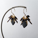 Polymer Clay Earrings with Glass and Metal Beaded Tassels (Clip-ons Available)