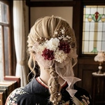 【成人式・前撮り】赤とチュールの和装髪飾りセット / 卒業式 袴 振袖 結婚式 ウエディング 水引 パール
