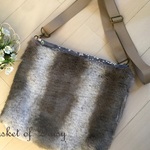  リバティ×チンチラ フェイクファー ショルダーバッグ　YOSHIEグレー