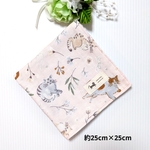 🆕＊再販＊大人 可愛い ガーゼハンカチ  ４重ガーゼ   約25cm×25cm   ねこ  淡いピンク