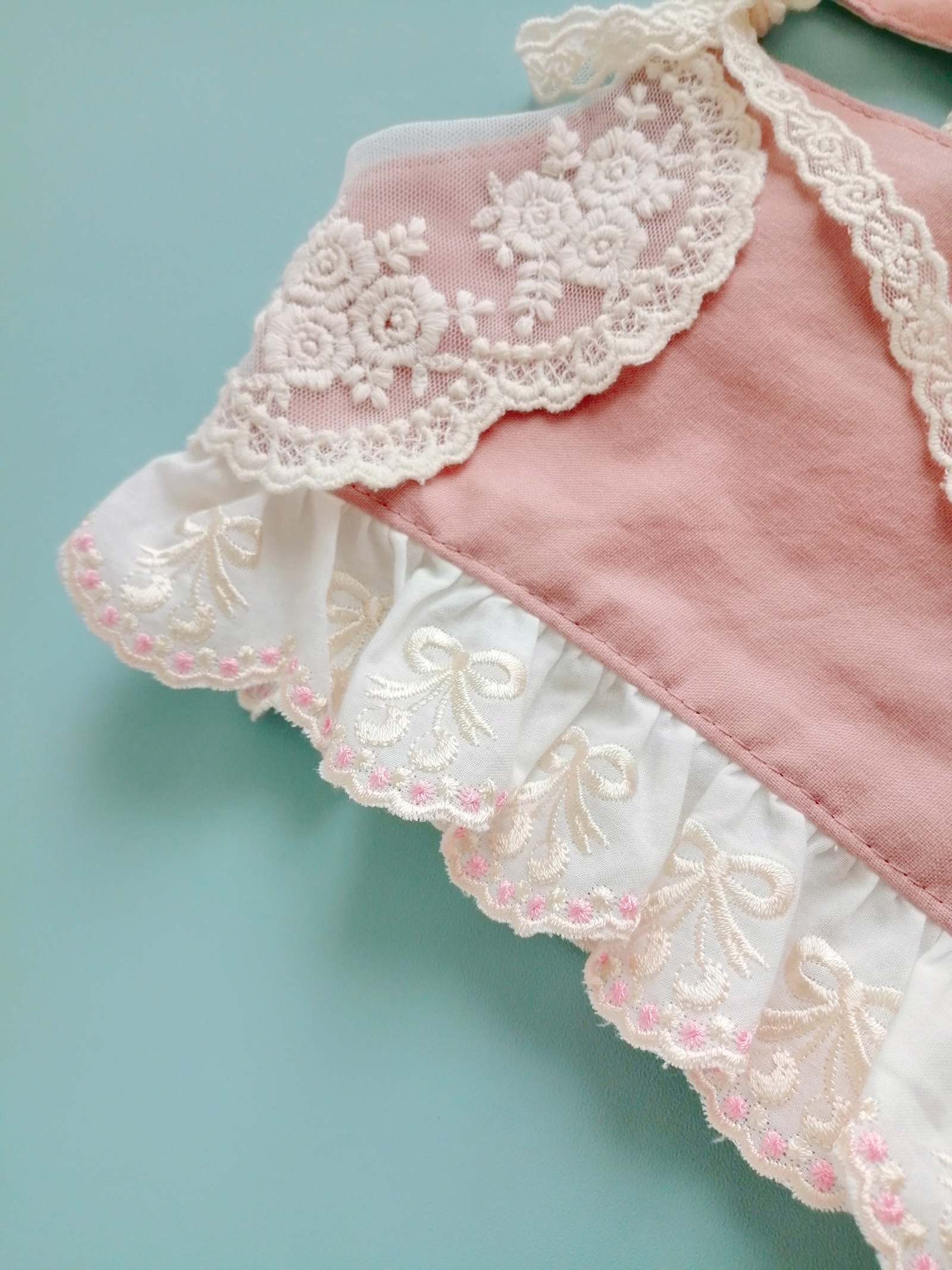 size 110cm もくもく💭エプロンワンピース ブーケ💐 くすみピンク