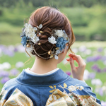成人式 髪飾り くすみブルー×小枝｜卒業式 袴 和装ヘア No.KB51 振袖 着物 和装 花嫁 結婚式 前撮り 和モダン パール かんざし ヘアアクセサリー ヘッドドレス ブライダル