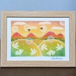 秋のパステルアート　紅葉山の夕暮れ