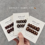 ネイルチップ｜シンプル マグネットネイル🍠🌗🍁 うるうる ちゅるん 透け感 (グレージュ×ボルドー×キャメル)