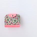 きのことお花の2つ折り財布　ビンテージファブリック　二つ折り財布　コンパクト財布　キノコ　レトロ　お札を折らない