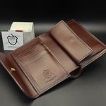 サドルレザー 三つ折り財布 メンズ財布 長財布 本革 ハンドメイド　牛革 新品 革財布 手縫い コンパクト手縫い 送料無料 