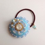 ＊SALE＊ ビーズ刺繍 ヘアゴム 『リッチ〜blue』