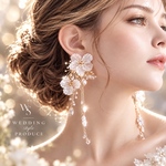 咲き誇る花のように、花嫁を輝かせる大人可愛いアクセサリー　ブライダルピアス　結婚式　ウエディング　大ぶり　フラワー　お花　白　ピアス　結婚式　大ぶりピアス　花嫁