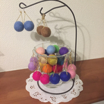 フェルト カラフルまりもピアス/イヤリング