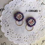 再販２☺︎オーロラピンク♡フープ付きピアス