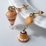 【再販】かぼちゃパフェとかぼちゃプリンのピアス/イヤリング　秋スイーツ　秋アクセサリー　ミニチュアスイーツ　ミニチュア　