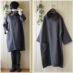 送料無料♪314☆彡訳ありチャコールリネンオフタートルワンピース