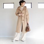 新作【ベージュ】一枚仕立てウール素材ダッフルコート