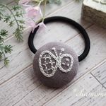 北欧風ちょうちょ刺繍ヘアゴム・b