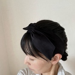 ワイヤー入りヘアバンド（コーデュロイ・ブラック）