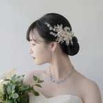 ◇送料無料◇ ウェディング　ヘアアクセサリー  ヘッドドレス  　淡水パール　ブライダル　大人花嫁　お花　110323105