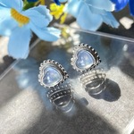 アンティーク調☆天然アクアマリン　「ハート」ピアス*つけっぱなし