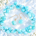 ☆希少高品質ドミニク共和国ラリマーファセットハート Larimar AAA☆14kgf☆フックピアス・イヤリング