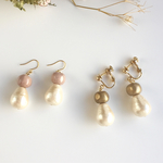 ころんとコットンパールのピアス／イヤリング